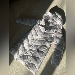 Light Gray Quilted Puffer Coat CALVIN KLEIN L